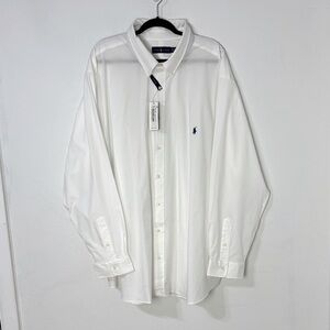 New Ralph Lauren Mens White Button Down Shirt 4XB Business Office Career Classic
